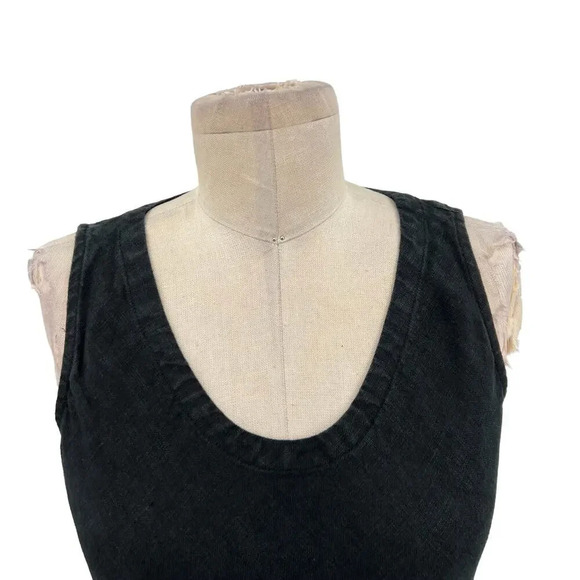 Eileen Fisher Irish Linen Sleeveless Tank Dress Black Size Petite Small PS - Picture 3 of 9